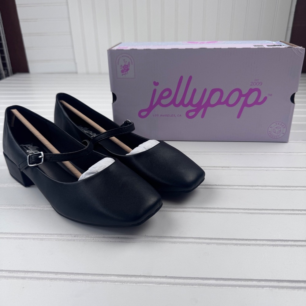 New Jellypop Black Heels Women's Low Heal Mary Jane Style